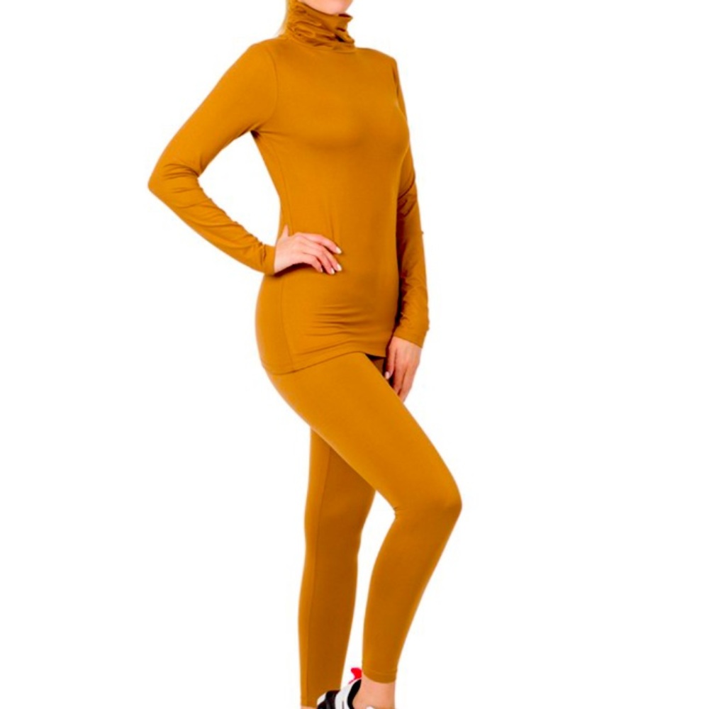 MICROFIBER MOCKNECK LEGGING SET/ Deep Camel